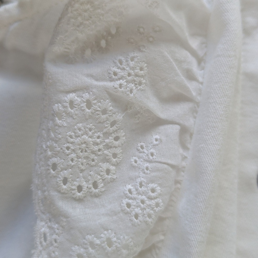 Aqua Eyelet Flutter Sleeve Tie Waist Romper Sz S White - Picture 6 of 8